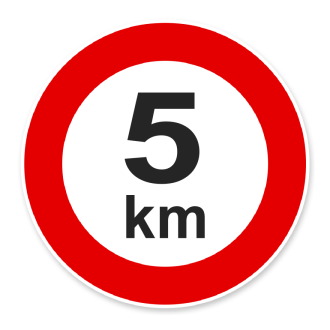 BORD "5 KM." ALUMINIUM
