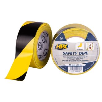 AFZETTAPE GEEL/ZWART 5 CM.(ROL à 66 MTR)