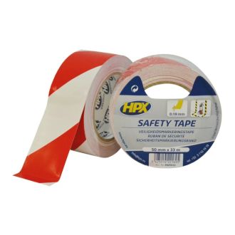 AFZETTAPE ROOD/WIT 5 CM. (ROL à 33 MTR)
