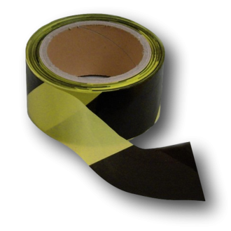 AFZETLINT ZWART/GEEL 8 CM. (ROL à 500 MTR.)