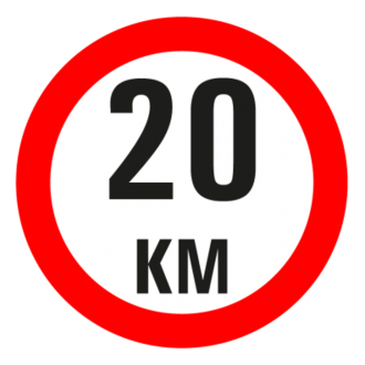 BORD "20 KM." KUNSTSTOF